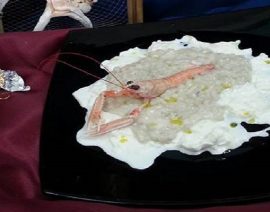 Orzo perlato agli scampi con scorza di limone e prosecco