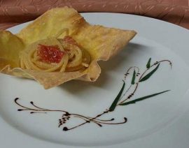 Spaghetto quadrato con uova di spigola locale